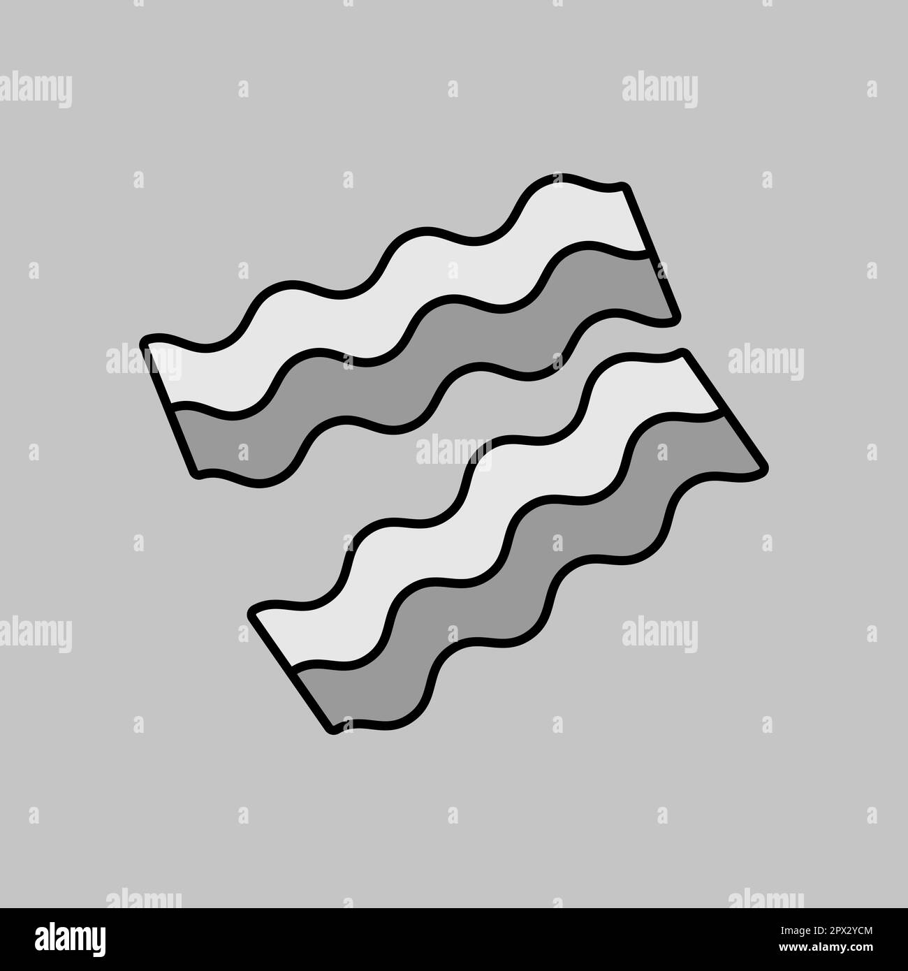 Icône en niveaux de gris isolés de tranches de bacon. Signe animal de ferme. Symbole graphique pour la conception de votre site Web, votre logo, votre application, votre interface utilisateur. Illustration vectorielle Banque D'Images