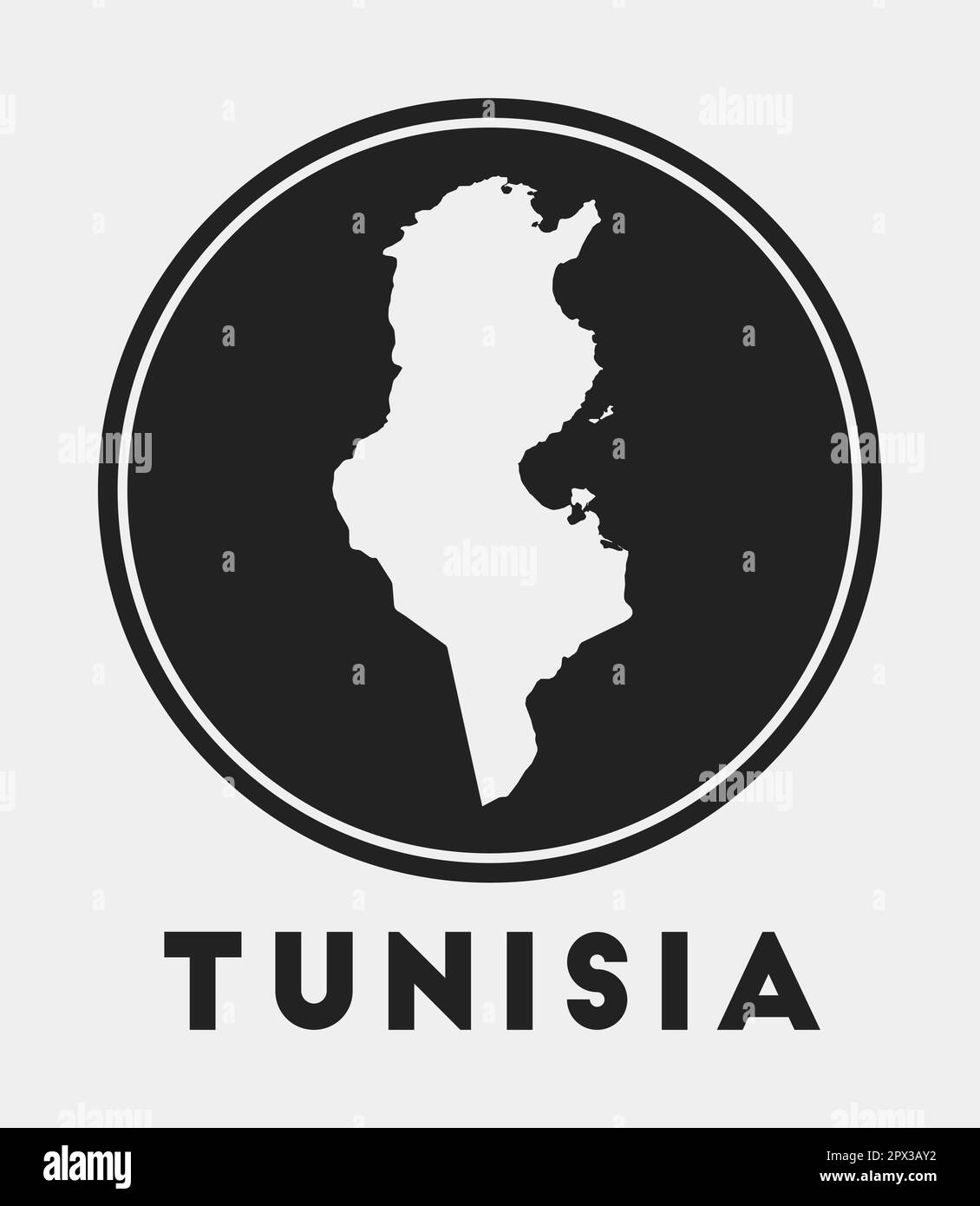 Icône de la Tunisie. Logo rond avec carte du pays et titre. Badge Tunisie élégant avec carte. Illustration vectorielle. Illustration de Vecteur