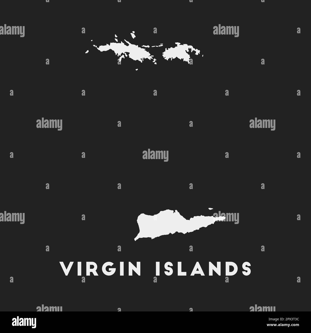 Icône des îles Vierges. Carte de l'île sur fond sombre. Carte élégante des îles Vierges avec nom de l'île. Illustration vectorielle. Illustration de Vecteur