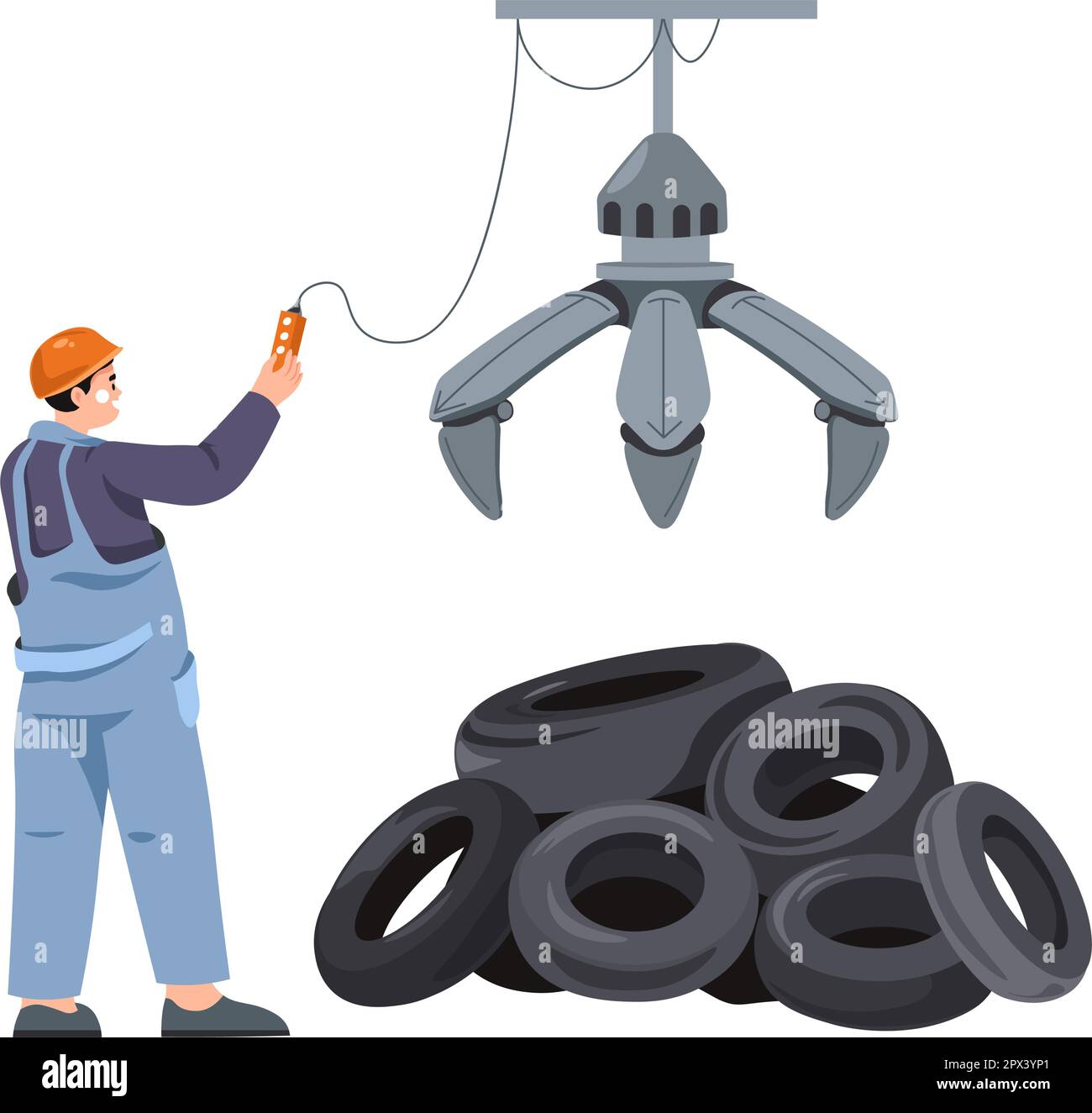 Recyclage et tri des déchets sur l'usine, les pneus Illustration de Vecteur