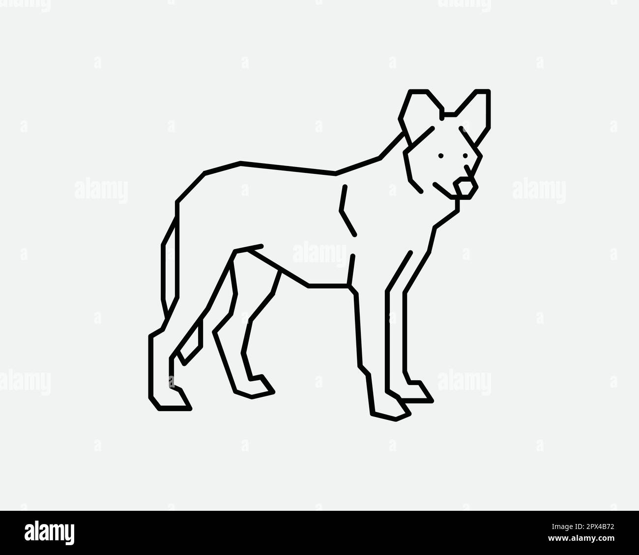 Coyote Wild Dog Wolf Fox Hyena Wildlife Berger allemand PET Black and White Line Icon style d'esquisse symbole Vector Artwork Clipart Illustration Illustration de Vecteur