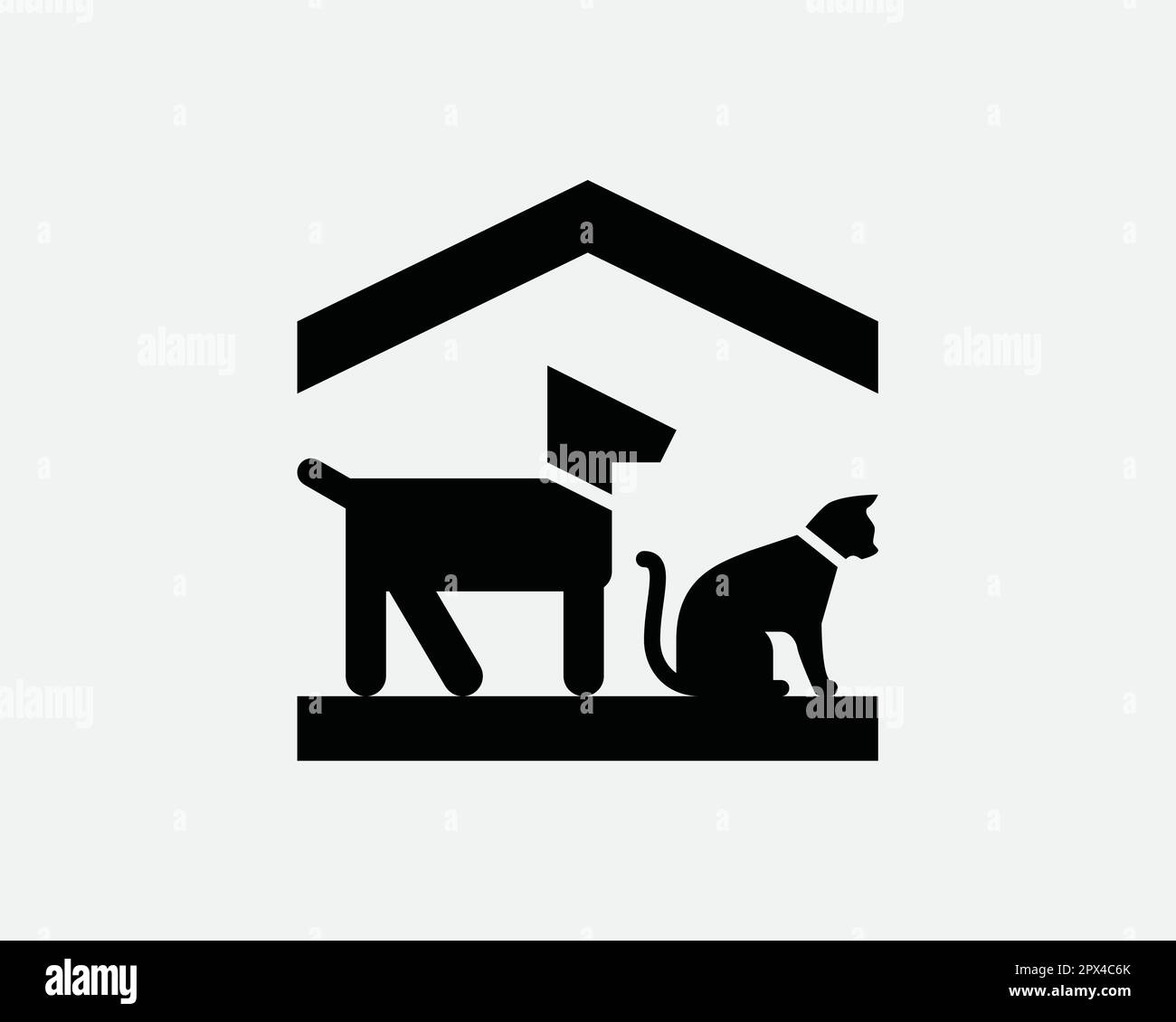 Icône abri pour animaux. Chien chiens Cat Cats Rescue House symbole de sécurité à domicile. Panneau de sélection pour animaux de compagnie d'intérieur vecteur Illustration graphique Clipart Crucut Illustration de Vecteur