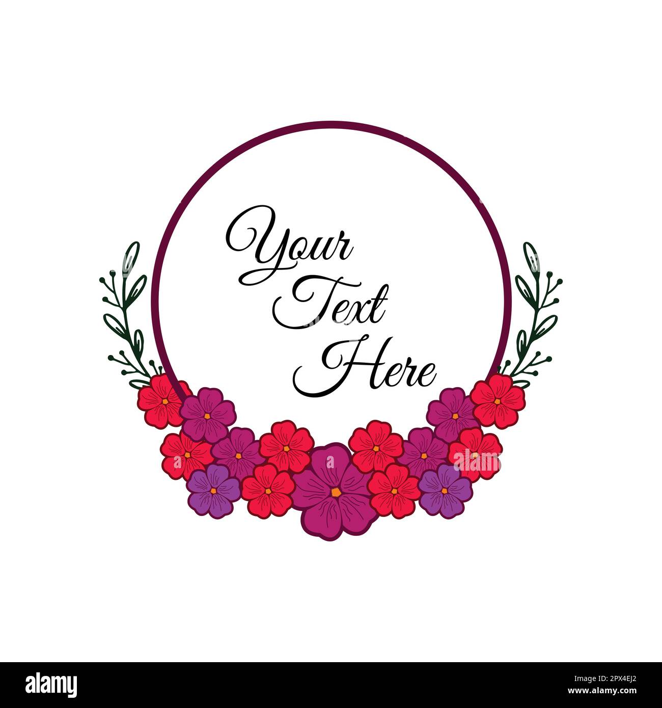 Happy Women's Day Flower Background, style couronne fleurie, motif texte Illustration de Vecteur