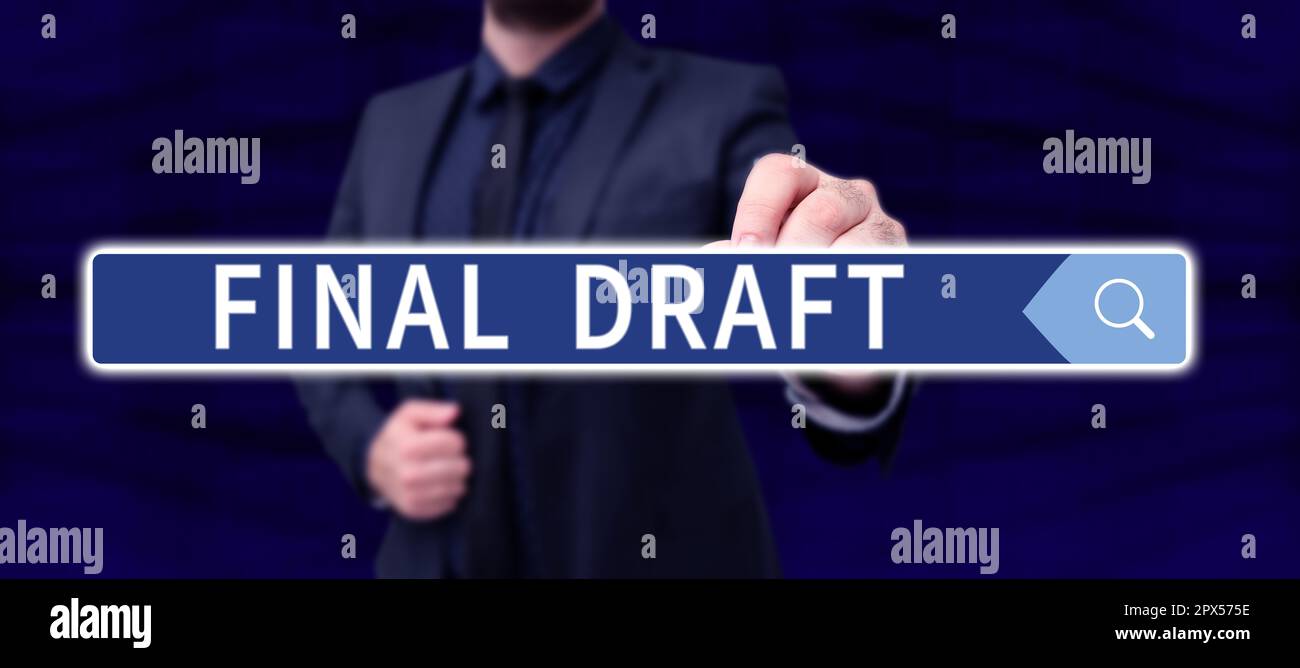 Texte d'écriture version finale, Business Showcase version finale de quelque chose après beaucoup de montage et de réécriture Banque D'Images