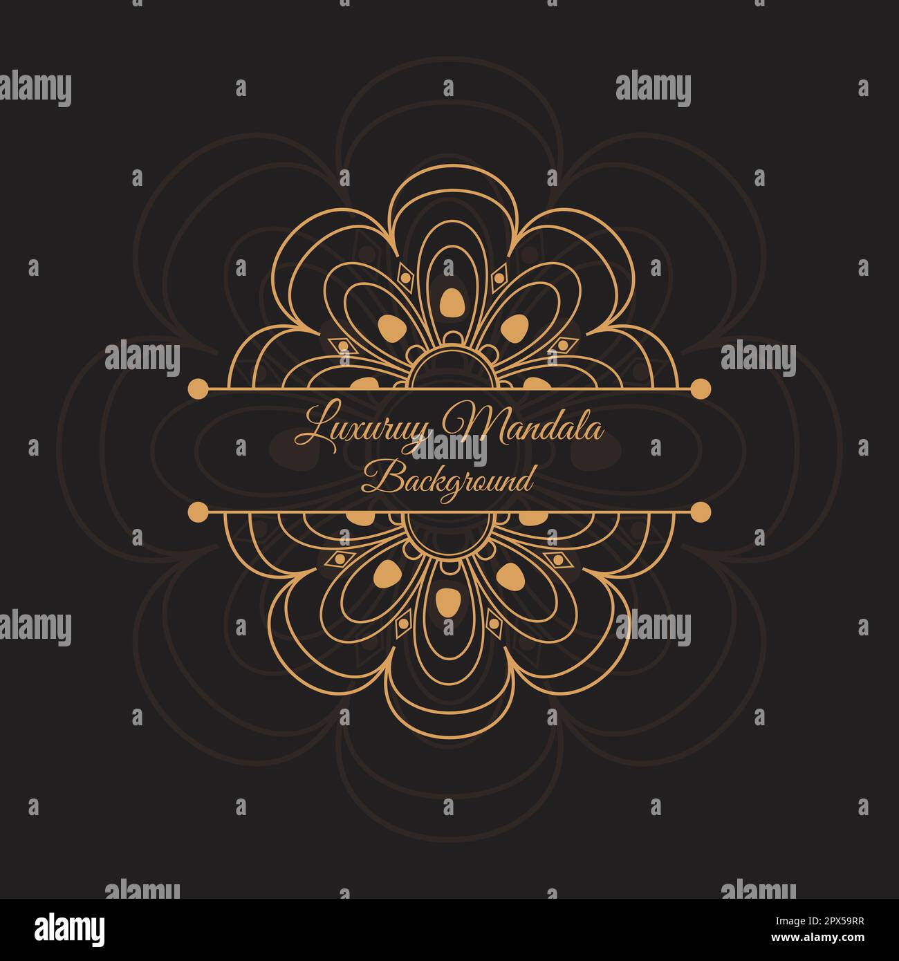 Design mandala décoratif de luxe créatif pour carte d'invitation Mehndi avec fond noir Illustration de Vecteur