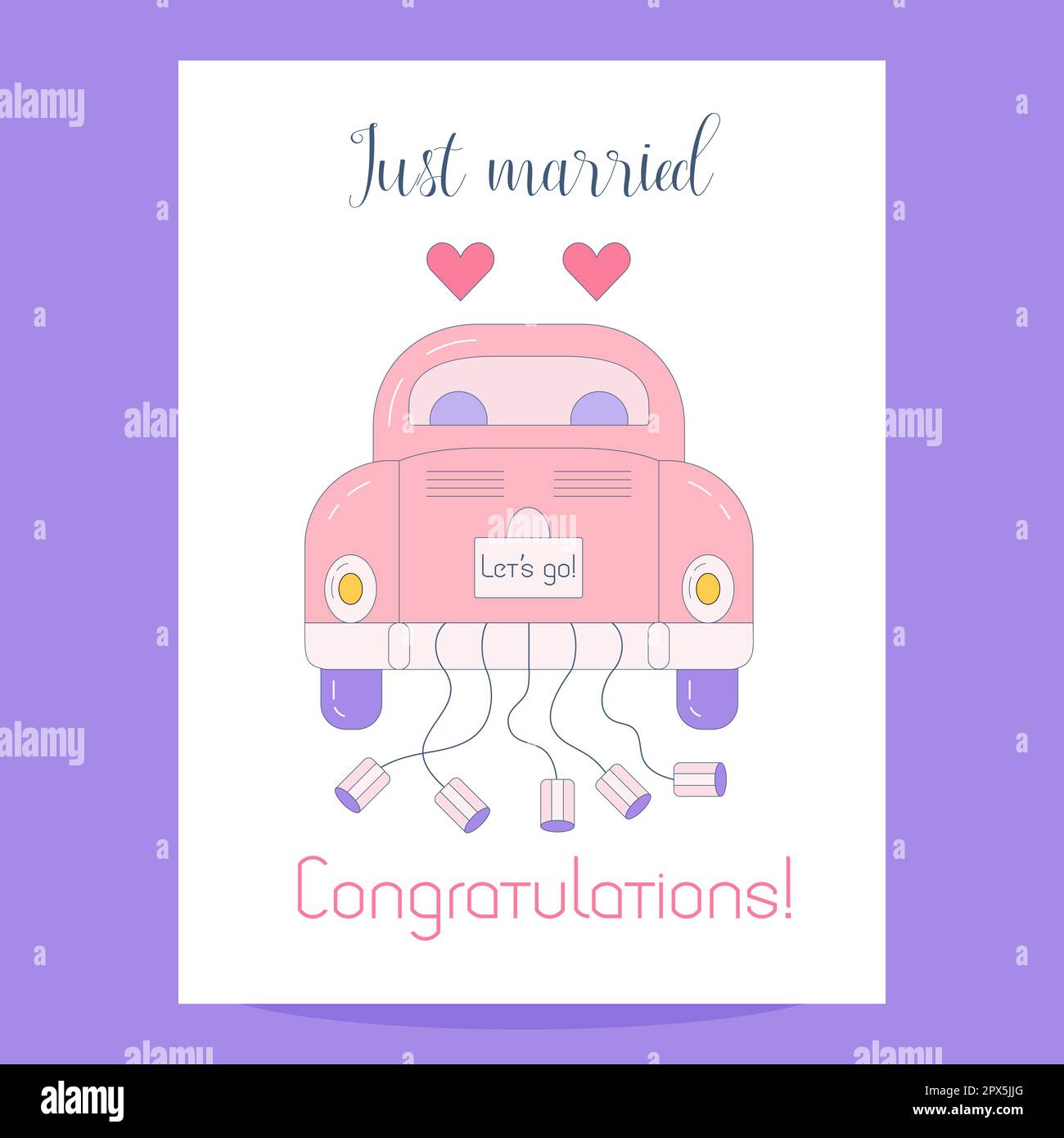 Carte de voiture Getaway Just Married Illustration de Vecteur