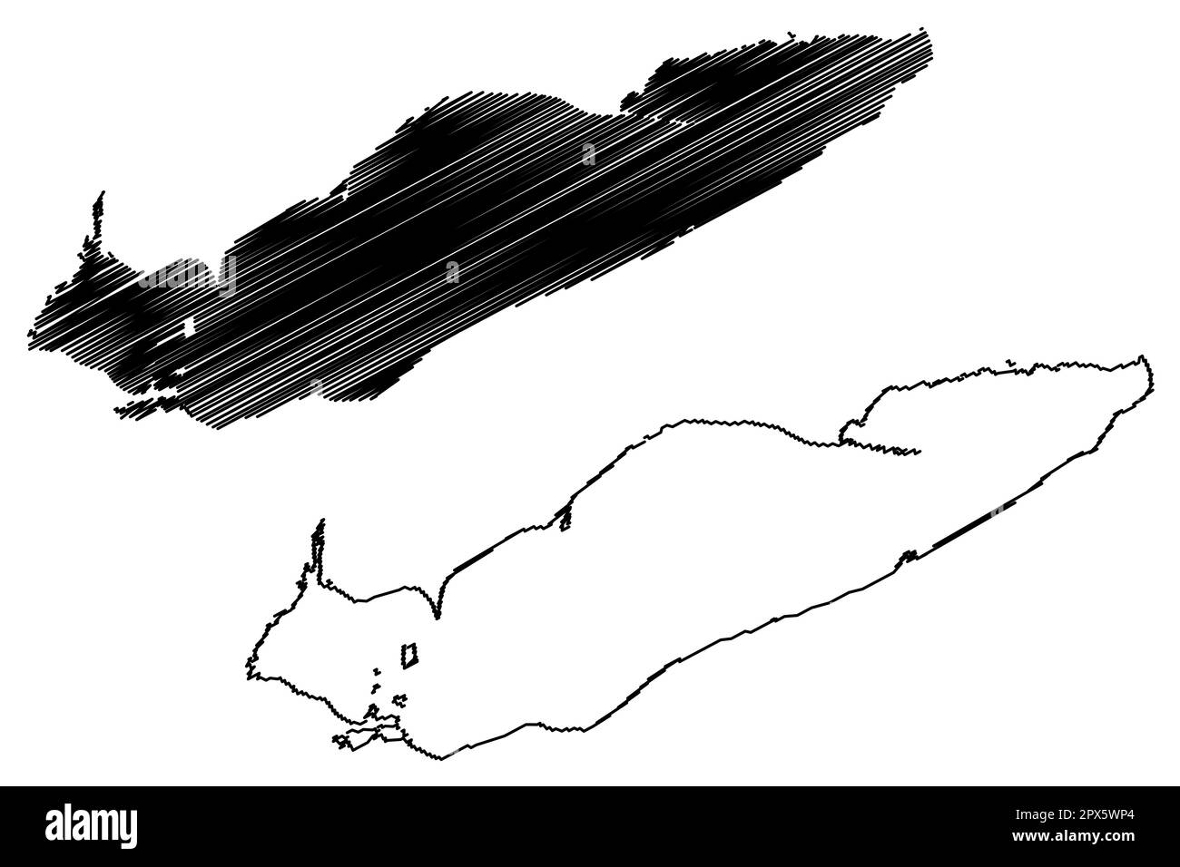 Illustration vectorielle de la carte du lac Érié (Canada, États-Unis, Amérique du Nord, États-Unis, Grands Lacs), carte d'esquisse griffée Illustration de Vecteur