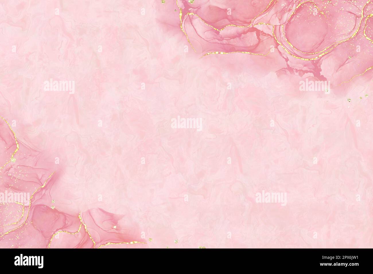 Texture de style japonais en rose. Modèle abstrait d'encre alcoolique ou aquarelle. Paillettes dorées et motif en marbre Banque D'Images