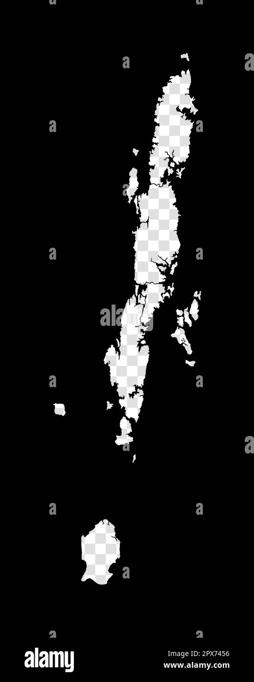 Carte stencil des îles Andaman. Carte transparente simple et minimale des îles Andaman. Rectangle noir avec forme de coupe de l'îlot. Charmant vecteur i Illustration de Vecteur