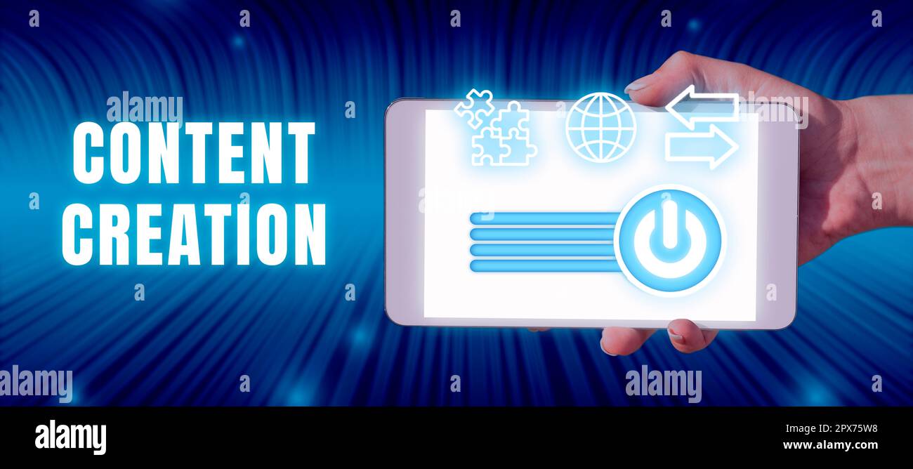 Écriture manuscrite création de contenu, contribution photographique conceptuelle d'informations à tout support numérique Banque D'Images
