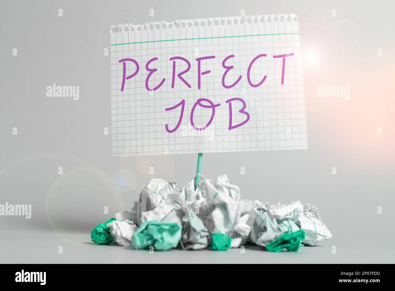 Légende de texte présentant Perfect Job, Word pour un travail qui vous apporte satisfaction et reconnaître votre importance Banque D'Images