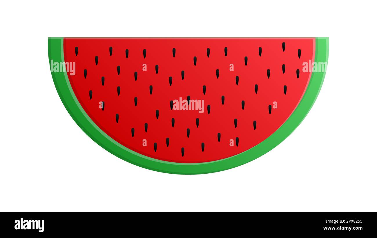 pastèque aux graines sur fond blanc, illustration vectorielle. une baie appétissante, une tranche de pastèque rouge avec une croûte verte pour manger. fruits Illustration de Vecteur