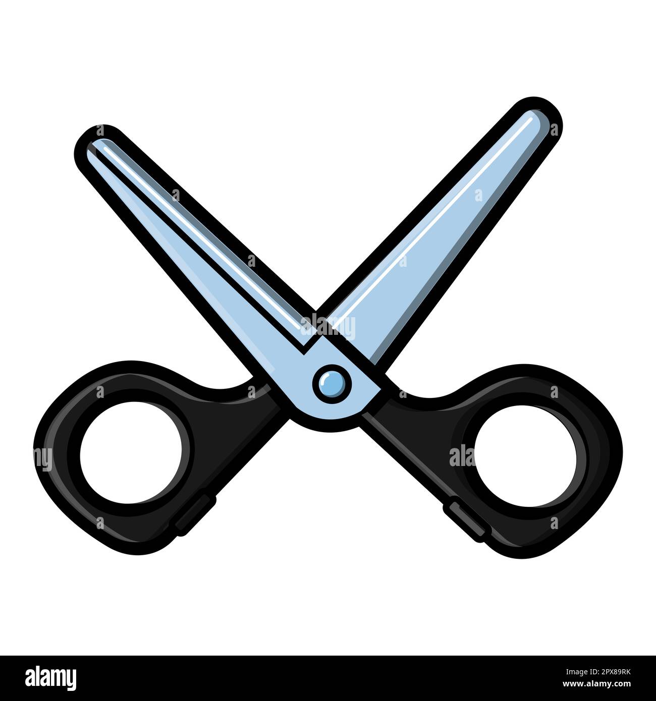 Belle icône simple plate de fer ciseaux métalliques pointus pour manucure ou papeterie de bureau pour couper le papier isolé sur fond blanc. Vecteur illus Illustration de Vecteur