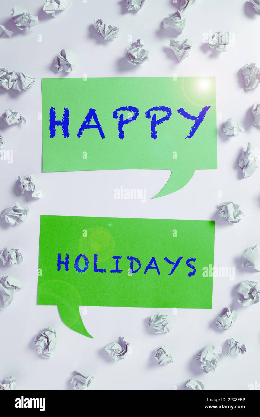 Légende conceptuelle Happy Holidays, mot écrit sur l'accueil utilisé pour reconnaître la célébration de nombreuses vacances Banque D'Images