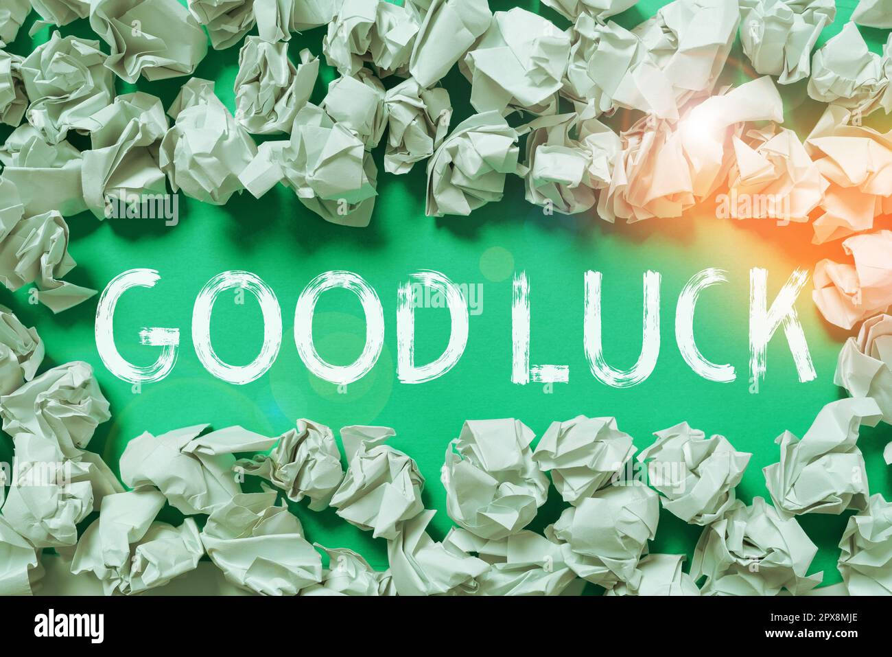 Texte d'écriture bonne chance, concept signifiant Une fortune positive ou un résultat heureux qu'une personne peut avoir Banque D'Images