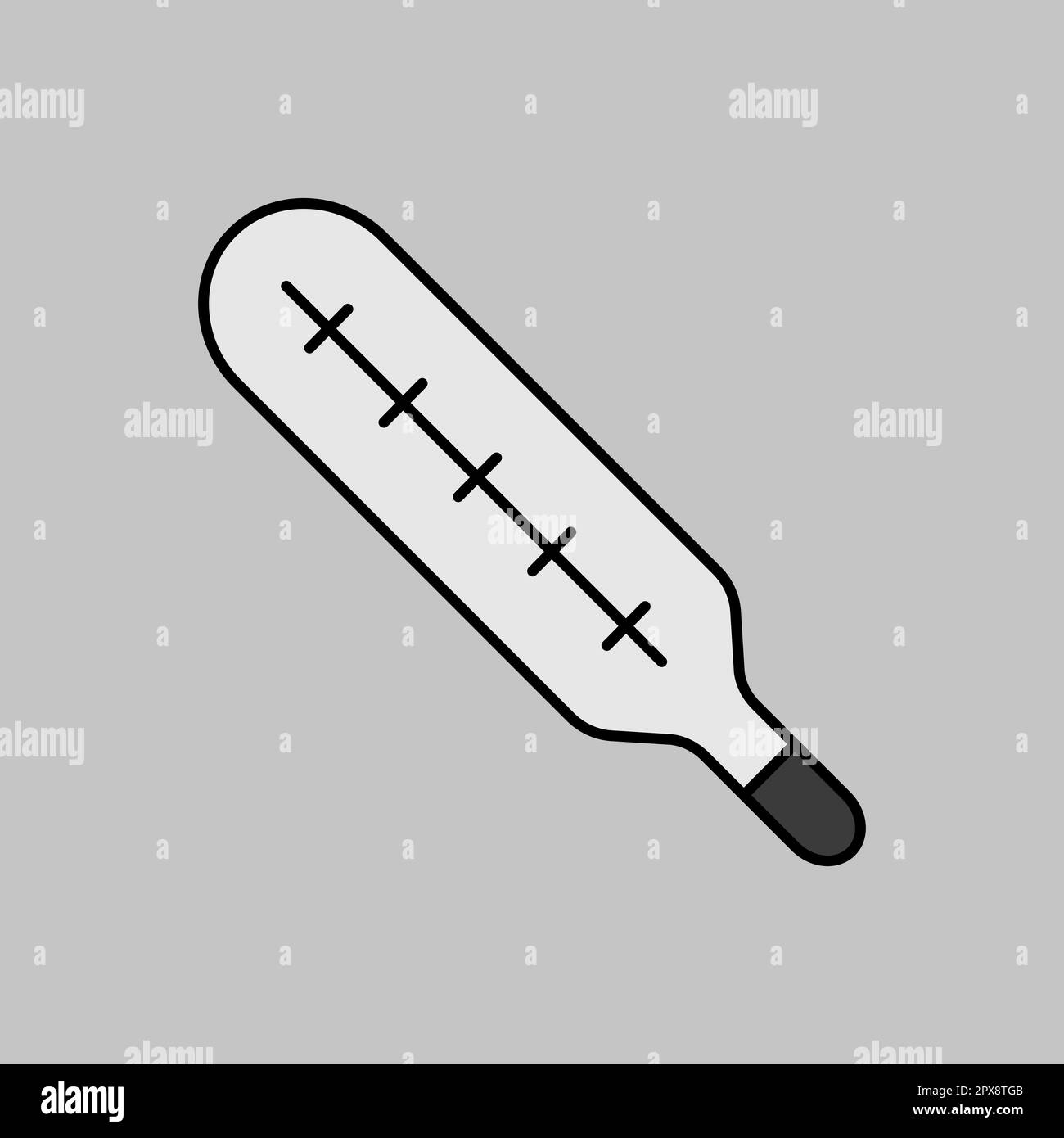 Icône de vecteur de niveaux de gris du thermomètre médical Mercury. Signe de médecine et de soutien médical. Symbole graphique pour la conception de sites Web médicaux et d'applications, le logo, l'application, l'interface utilisateur Banque D'Images