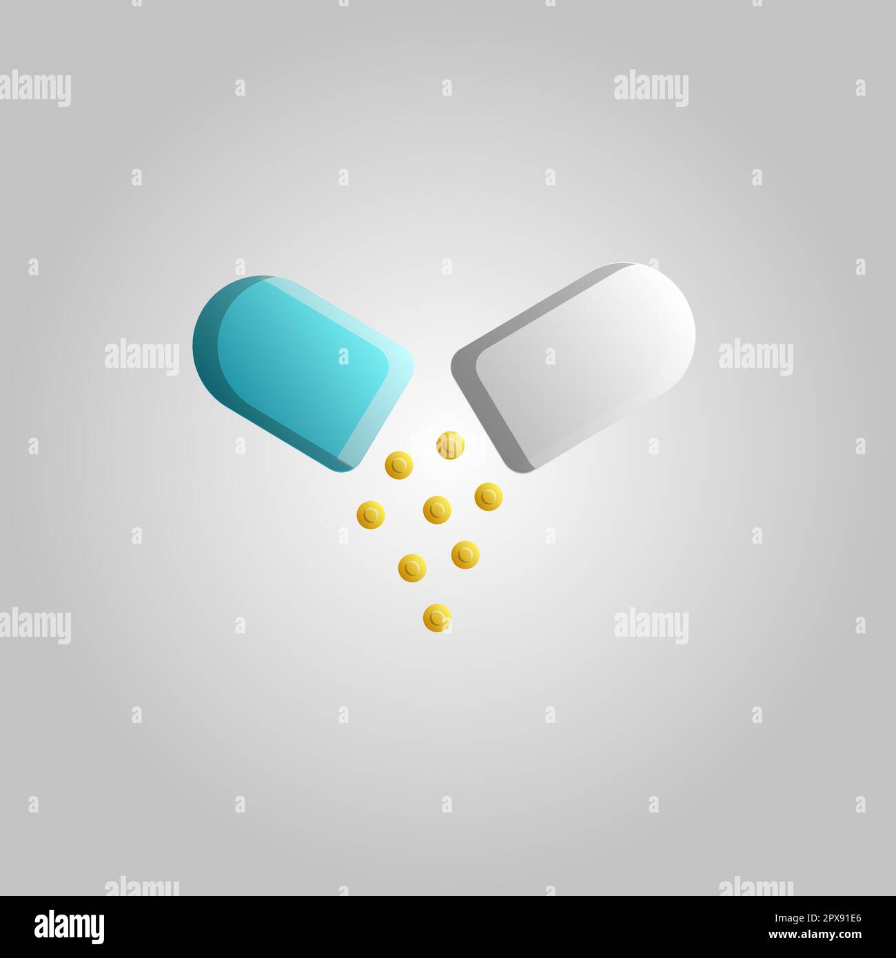 Belle capsule icône médicale pilules avec des médicaments pour le traitement des maladies sur fond blanc. Illustration de Vecteur