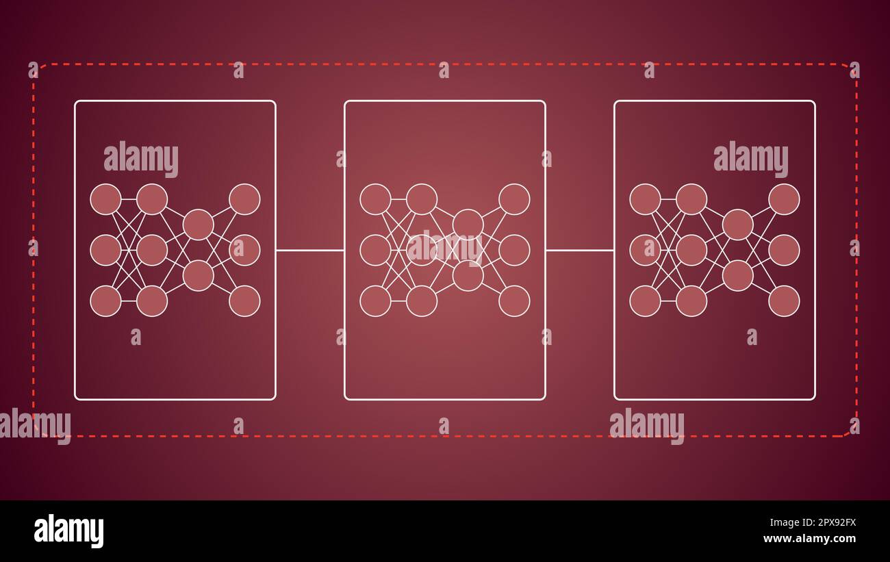Comlex multimodulaire réseau neuronal profond - exemple de structure de modèle génératif texte à image Illustration de Vecteur