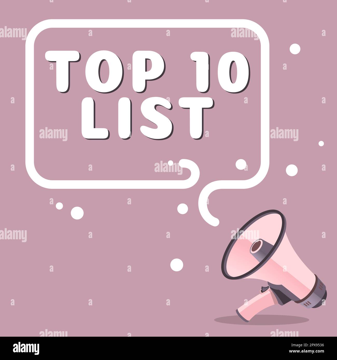 Signe d'écriture à la main Top 10 liste, mot pour les dix éléments les plus importants ou réussis dans une liste particulière Banque D'Images