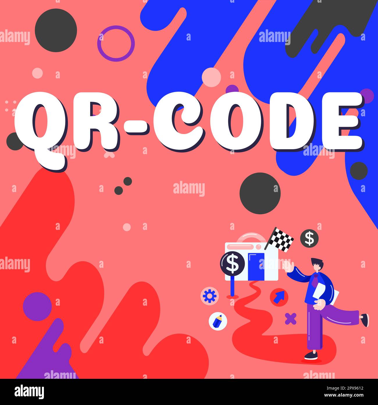 Affichage conceptuel Code QR, mot écrit sur la marque pour un type de code-barres matriciel Un code lisible par machine Banque D'Images