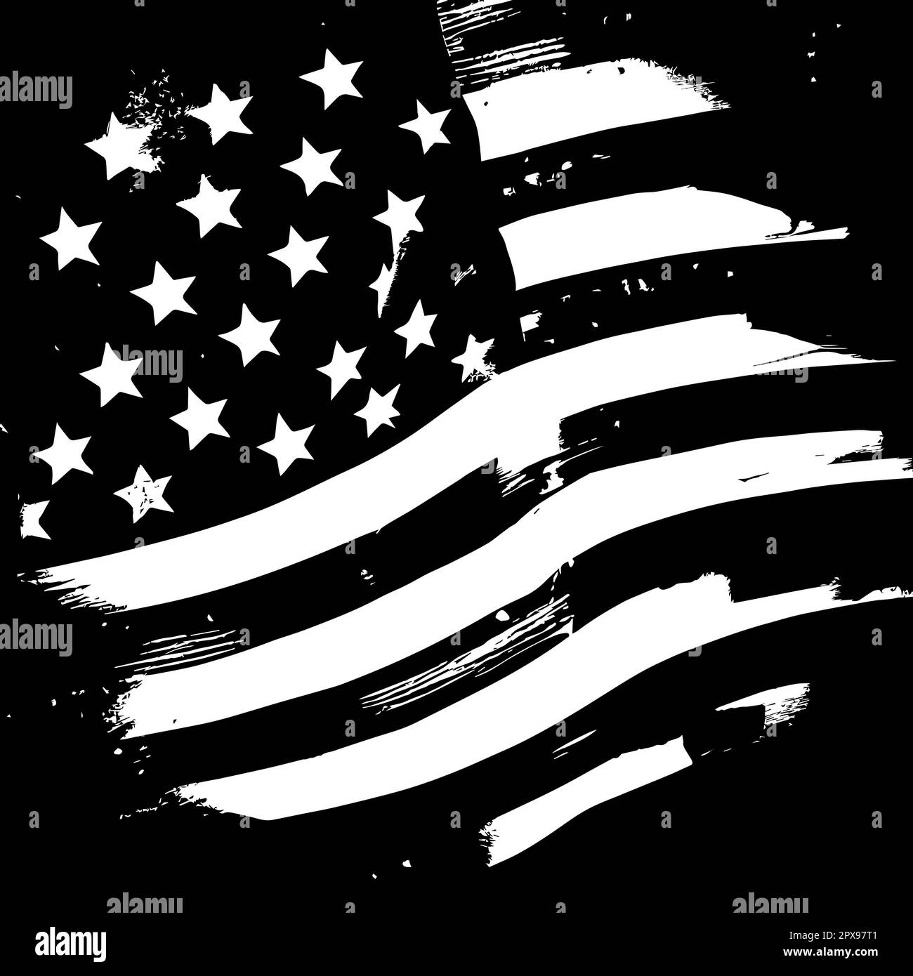 Drapeau abstrait réaliste noir et blanc de l'Amérique, jour de l'indépendance du pays, traditions nationales - illustration vectorielle Banque D'Images