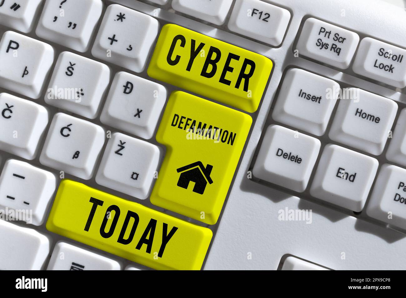 Affiche textuelle montrant Cyber Defamation, calomnie d'approche d'affaires réalisée via des médias numériques habituellement par Internet Banque D'Images