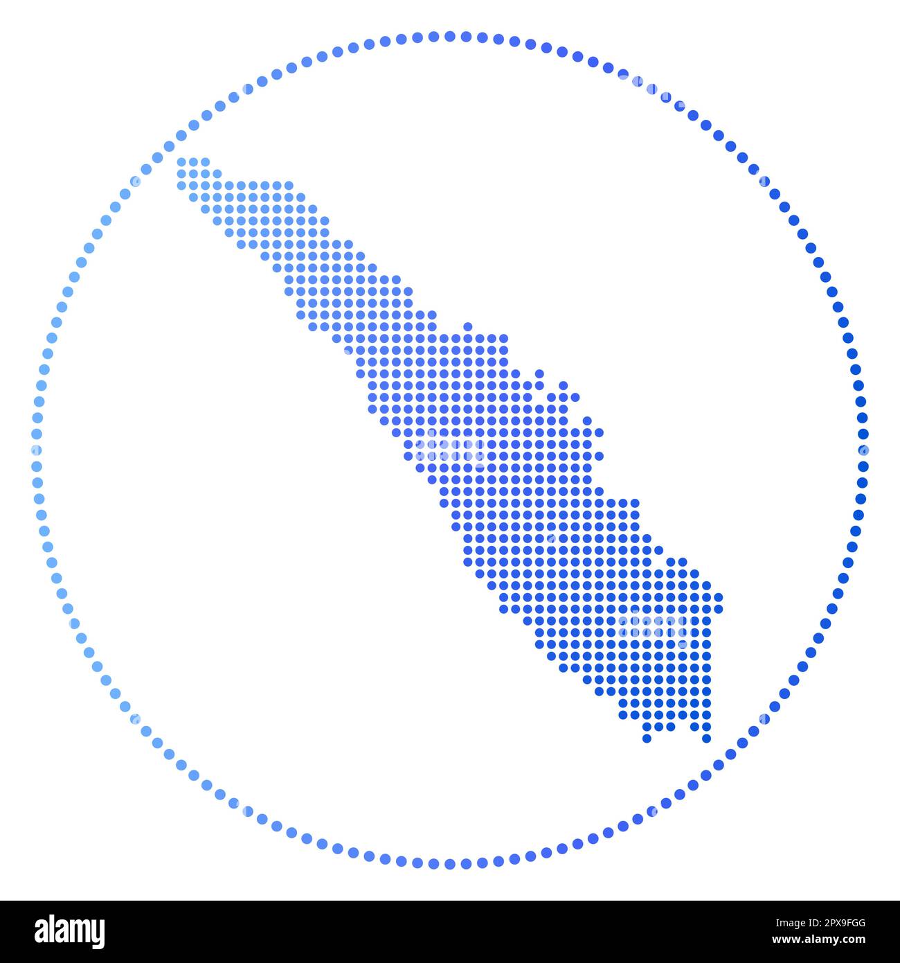 Badge numérique Sumatra. Carte de style pointillé de Sumatra en cercle. Icône Tech de l'île avec des points gradués. Belle illustration vectorielle. Illustration de Vecteur