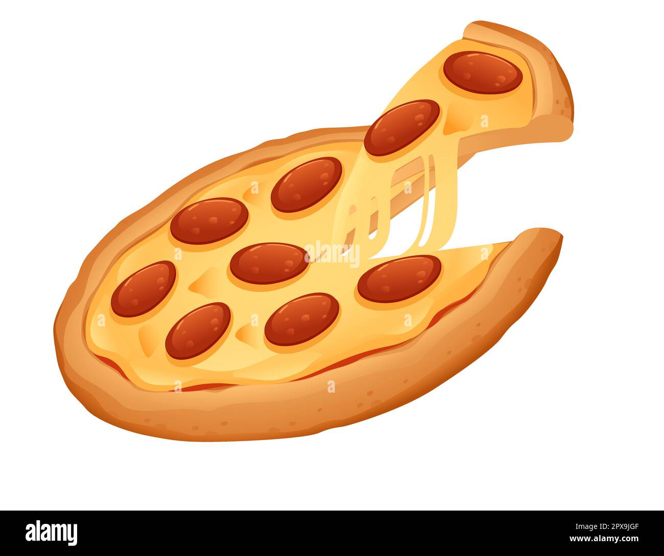 Pizza fraîche savoureuse avec fromage et salami design pour illustration vectorielle de menu isolée sur fond blanc Illustration de Vecteur