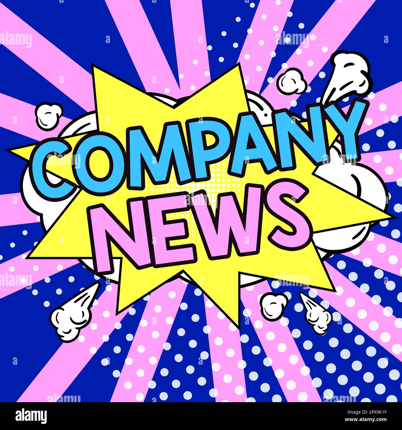 Affiche textuelle présentant les actualités de l'entreprise, les informations les plus récentes sur l'entreprise et le rapport d'entreprise sur l'entreprise Banque D'Images