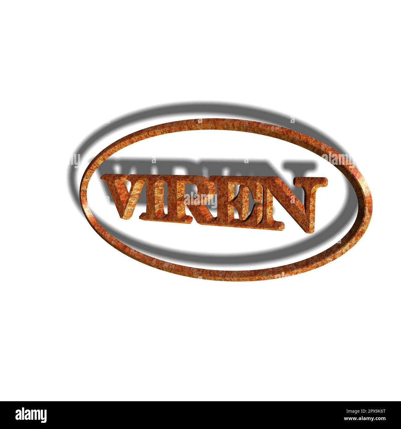 'Viren' = 'viruss' - mot, lettrage ou texte comme illustration 3D, rendu 3D, graphiques d'ordinateur Banque D'Images