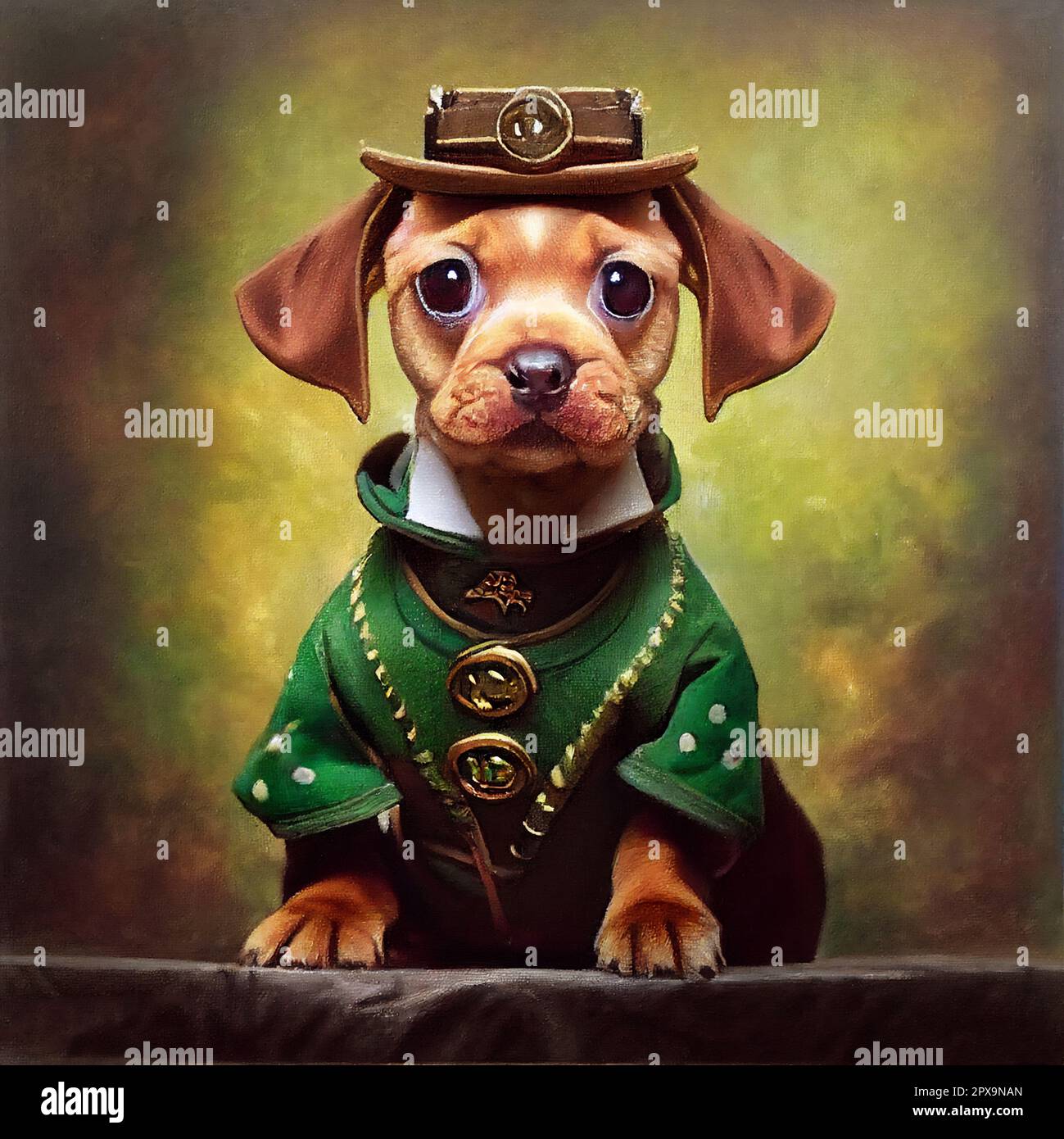 Saint Patrick's day Cute Dog Artwork 3D illustration Banque D'Images