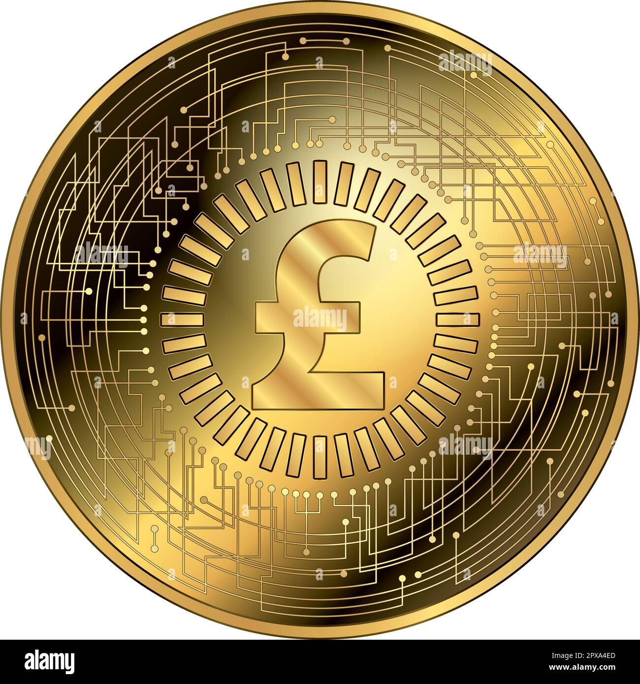 Jeton or fantaisie crypto-monnaie numérique Pound, illustration vectorielle Illustration de Vecteur
