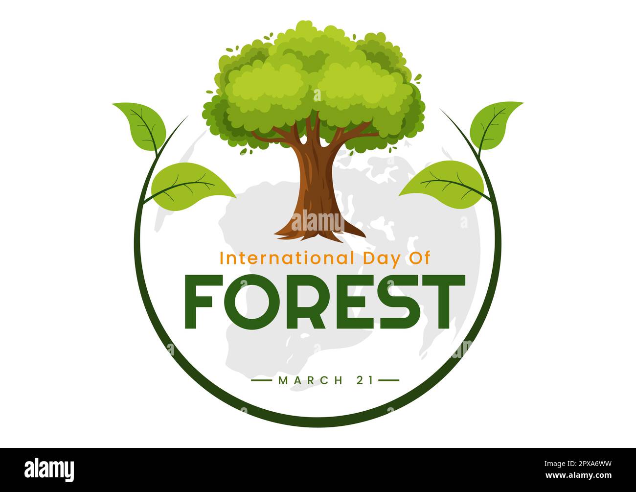 Journée mondiale de la foresterie sur 21 mars Illustration pour éduquer, aimer et protéger la forêt en dessin-modèle de page d'arrivée à la main de dessin-modèle Banque D'Images