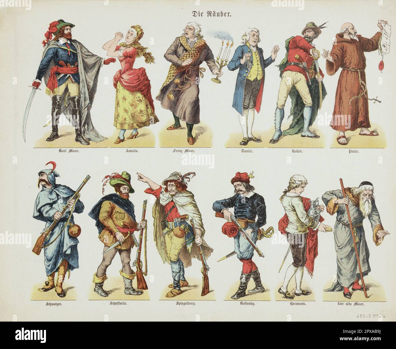 Vintage illustrations of the Robbers (dramaturge), 1885 The Robbers (Die Räuber) est le premier dramaturge allemand Friedrich Schiller. Banque D'Images
