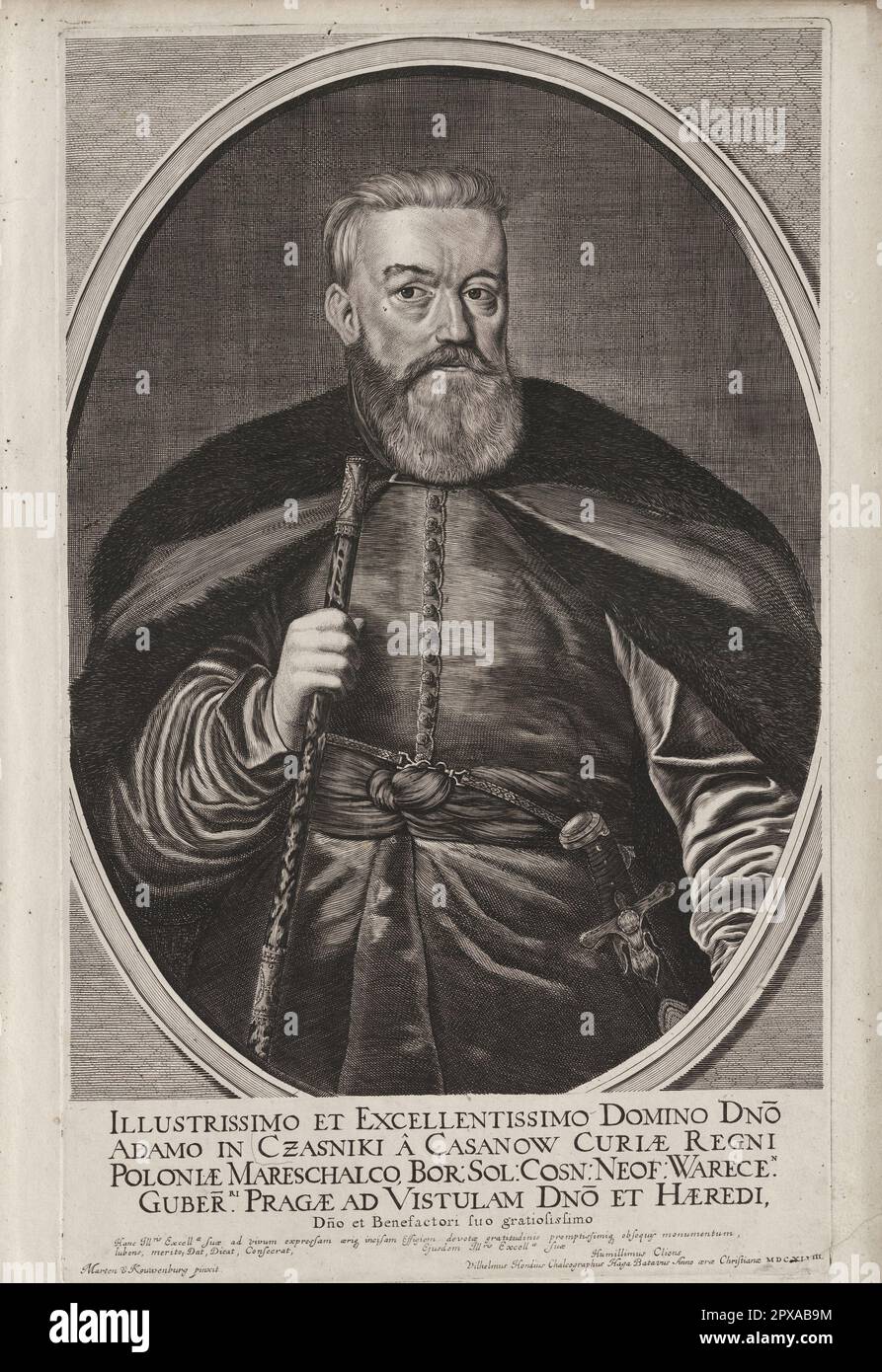 Portrait de gravure d'Adamus en Czasniki a Casanow (ou Adam Kasanowski (1599-1649), Chambellan de la Cour et Marshall du roi Wladyslaw IV de Pologne) Banque D'Images