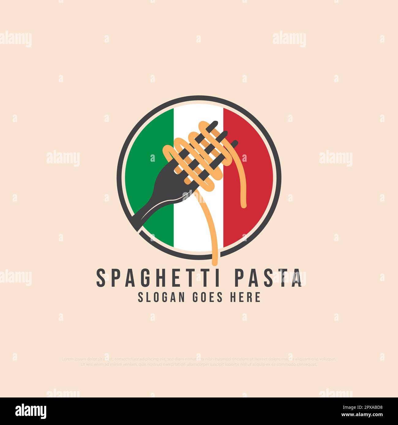 italian Pasta Shop logo design inspiration, Spaghetti Pasta Noodle vecteur illustration badge symbole modèle Illustration de Vecteur