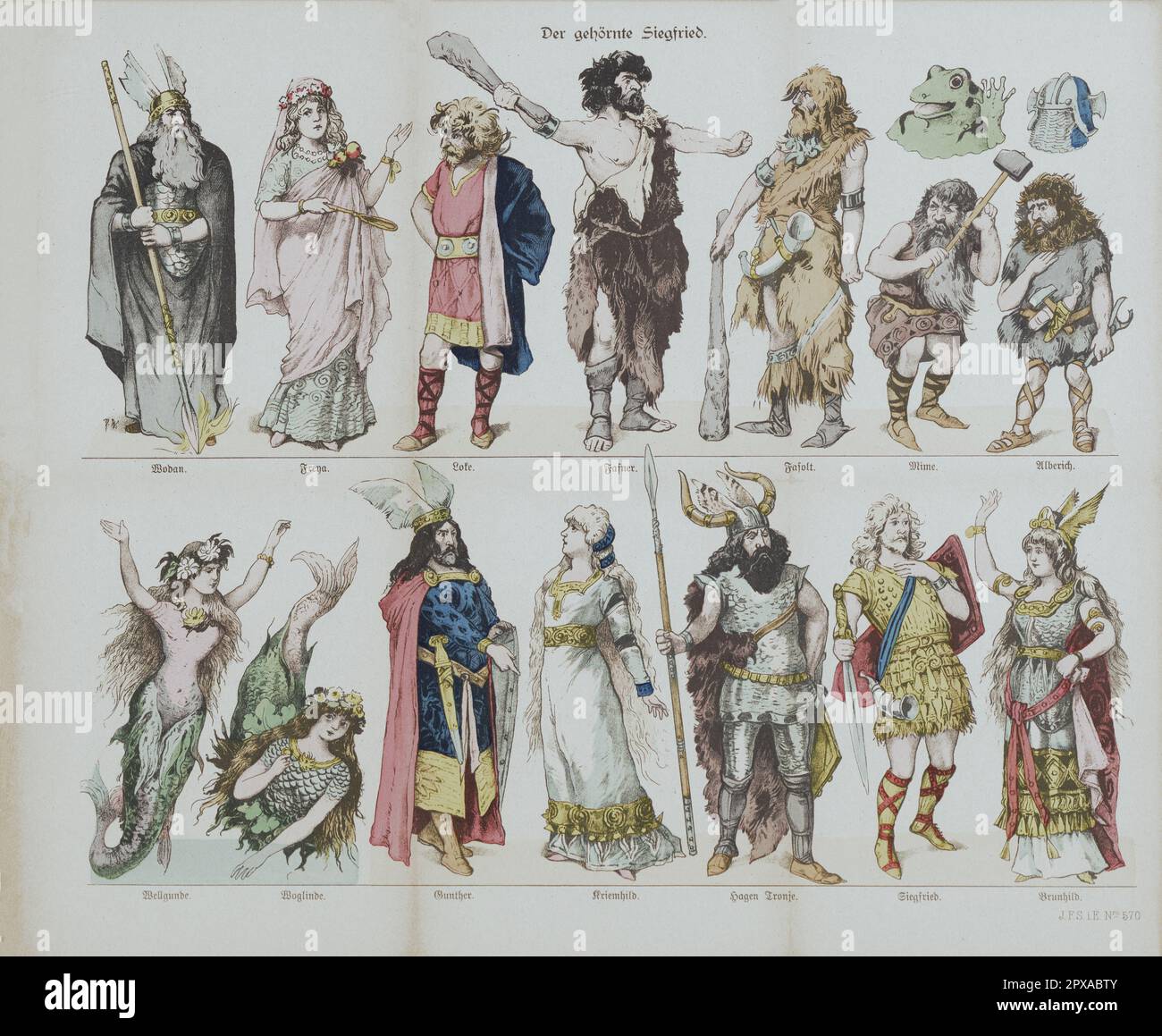 Сolor lithographie de l'Horned Siegfried (Der gehörnte Siegfried), un roman folklorique de Christian Wilhelm Kindleben le récit se concentre sur Siegfried comme un dragon slayer et rapporte sur ses exploits dans une langue claire et simple. Banque D'Images