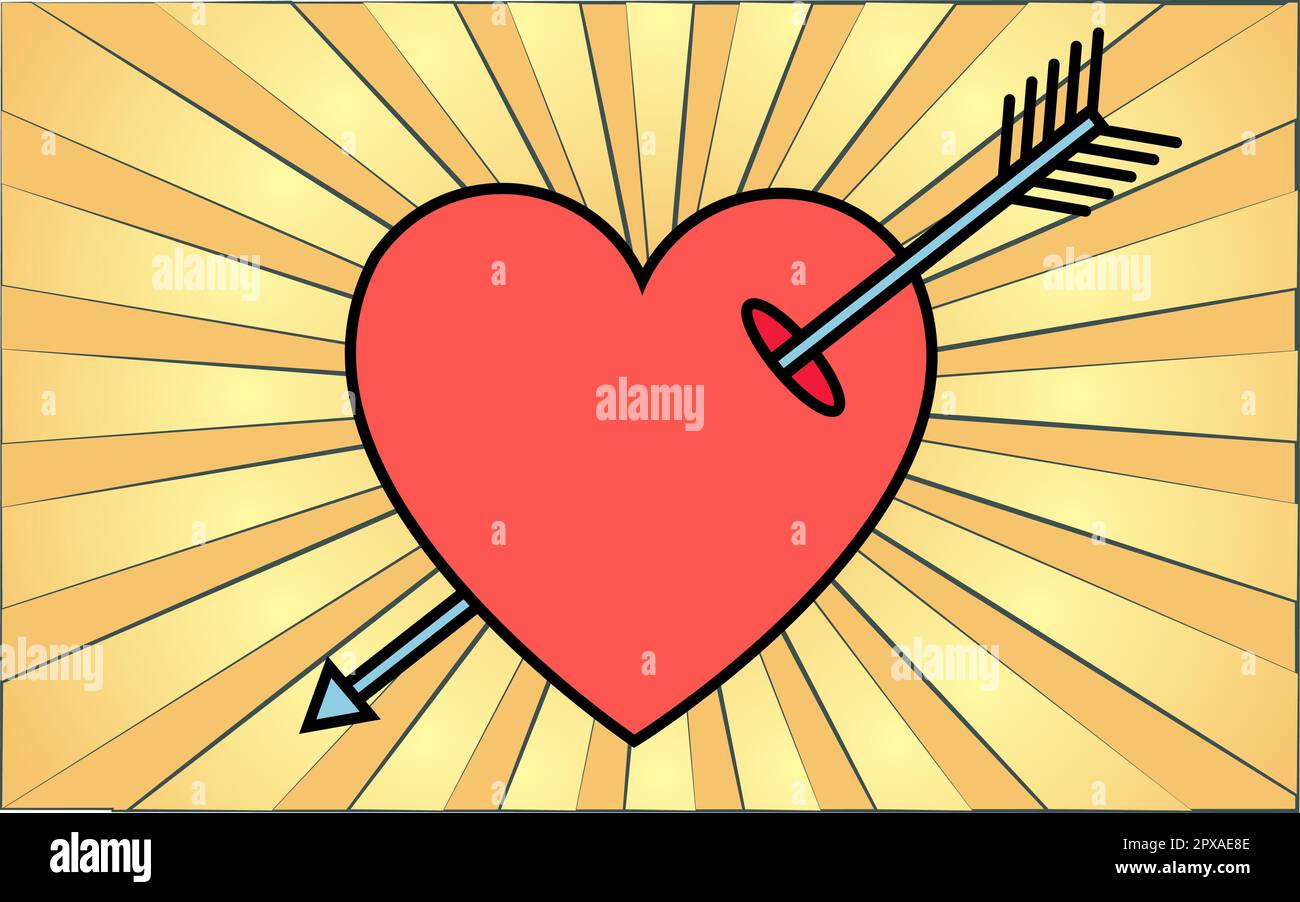 Icône simple de style plat d'un beau coeur percé par une flèche d'un cupidon pour la fête de l'amour le jour de la Saint-Valentin ou 8 mars. Illustration vectorielle. Illustration de Vecteur