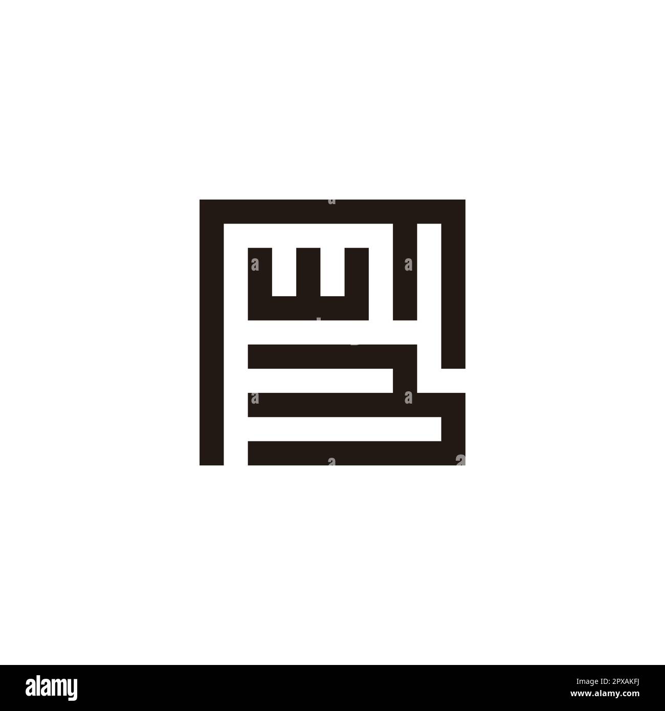 Lettre M, W et B carrés, symbole géométrique unique logo vecteur simple Illustration de Vecteur
