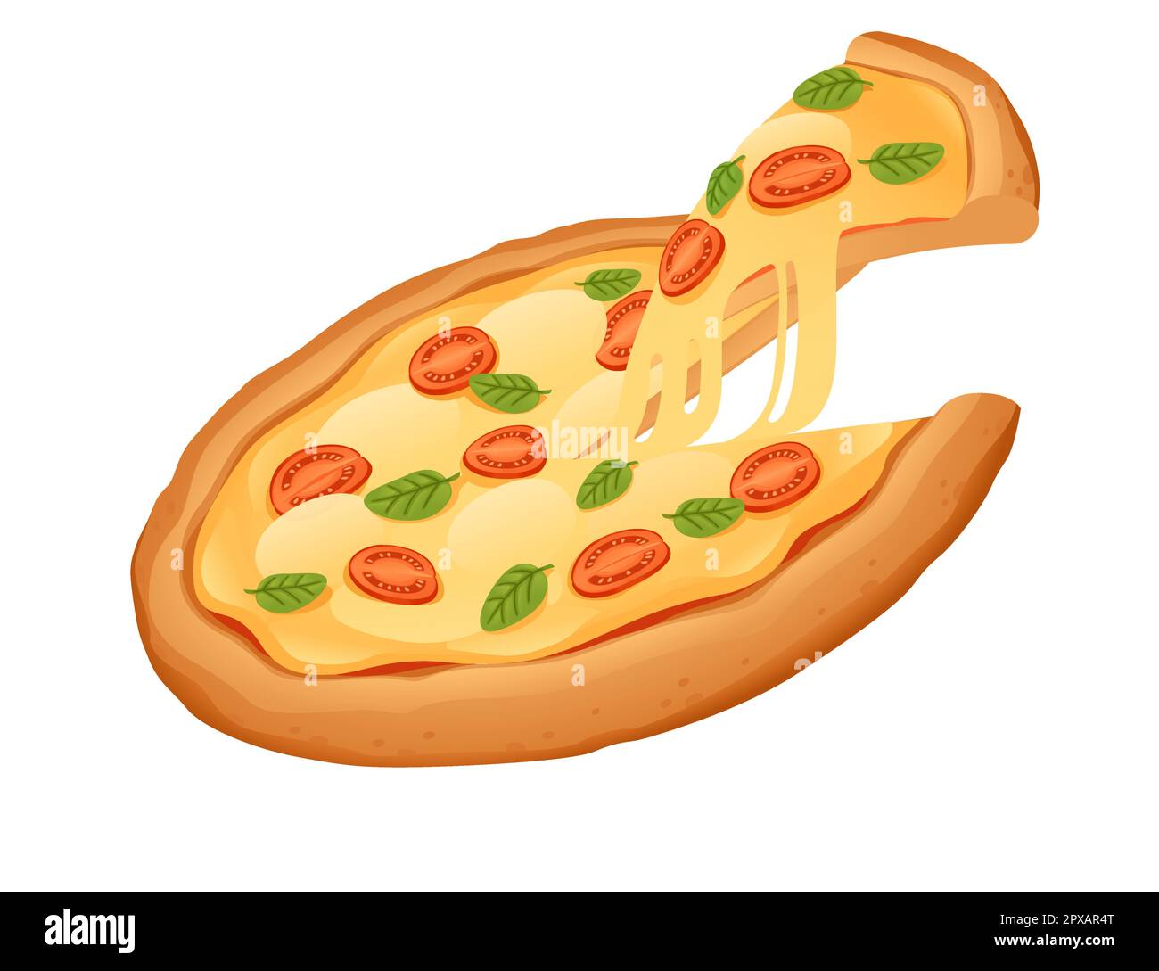 Pizza fraîche savoureuse avec fromage tomate et origan design pour illustration vectorielle de menu isolée sur fond blanc Illustration de Vecteur
