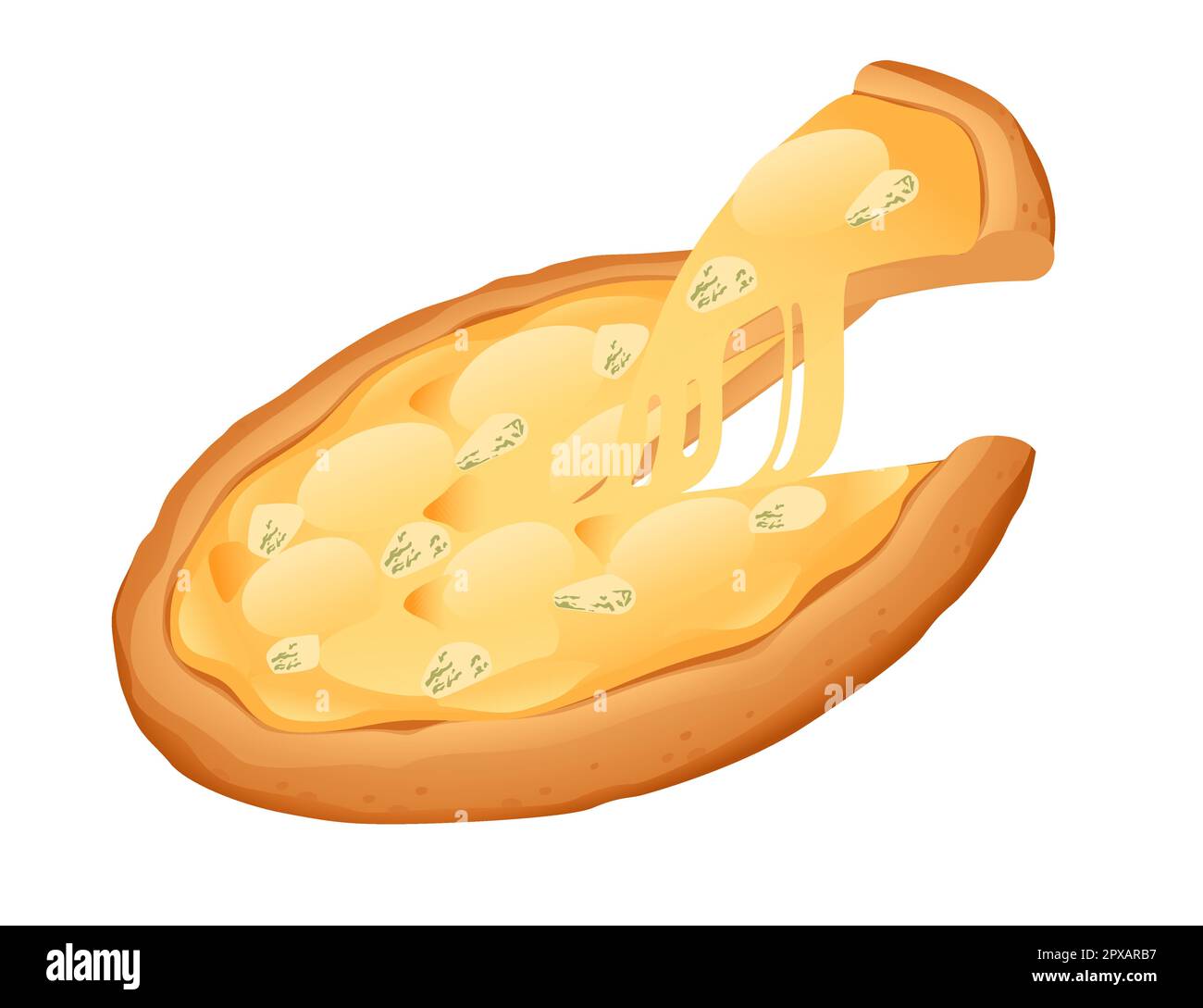Pizza fraîche savoureuse avec motif fromage pour illustration vectorielle de menu isolée sur fond blanc Illustration de Vecteur