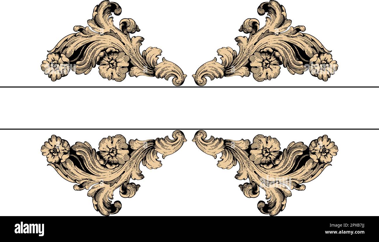 Vecteur baroque d'éléments vintage pour le design. Volutes baroques en tant qu'élément d'ornement et de design graphique avec spirales et cercle roulant motif vecteur Illustration de Vecteur