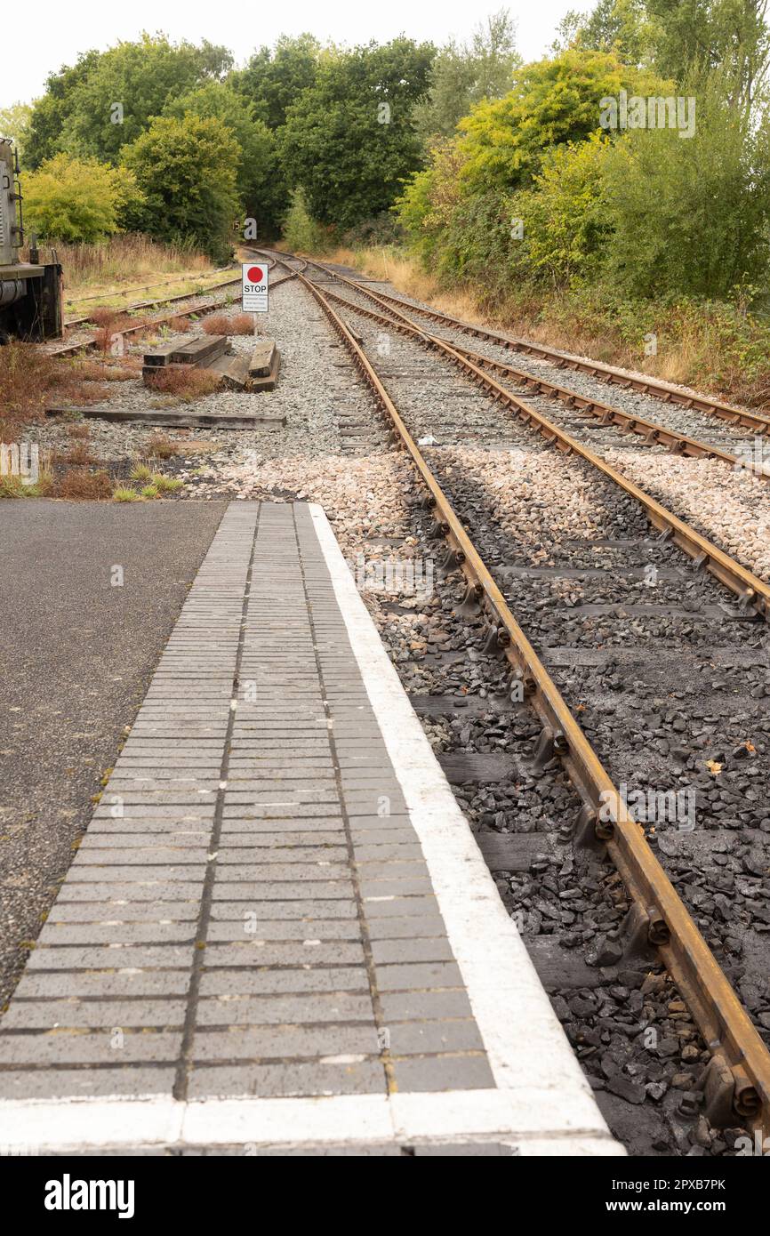 voies de chemin de fer dans une scène rurale avec belle lumière de l'après-midi Banque D'Images