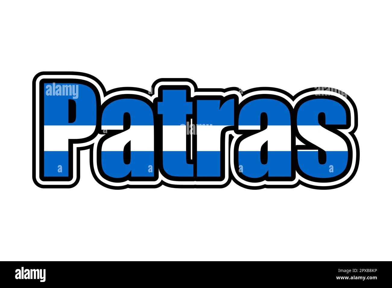Icône de signe Patras avec couleurs de drapeau grec Banque D'Images