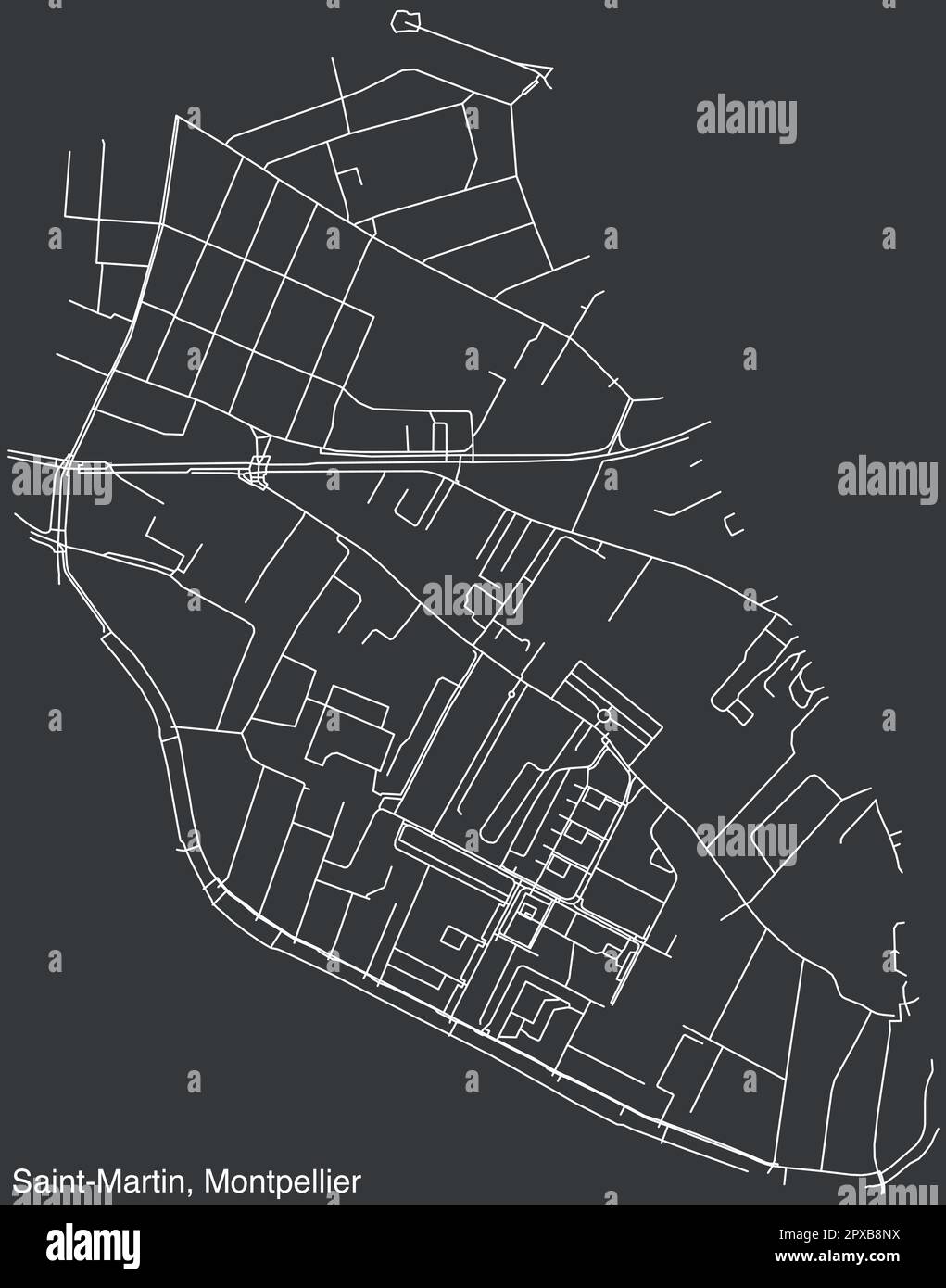 Carte des rues du QUARTIER DE SAINT MARTIN, MONTPELLIER Illustration de Vecteur