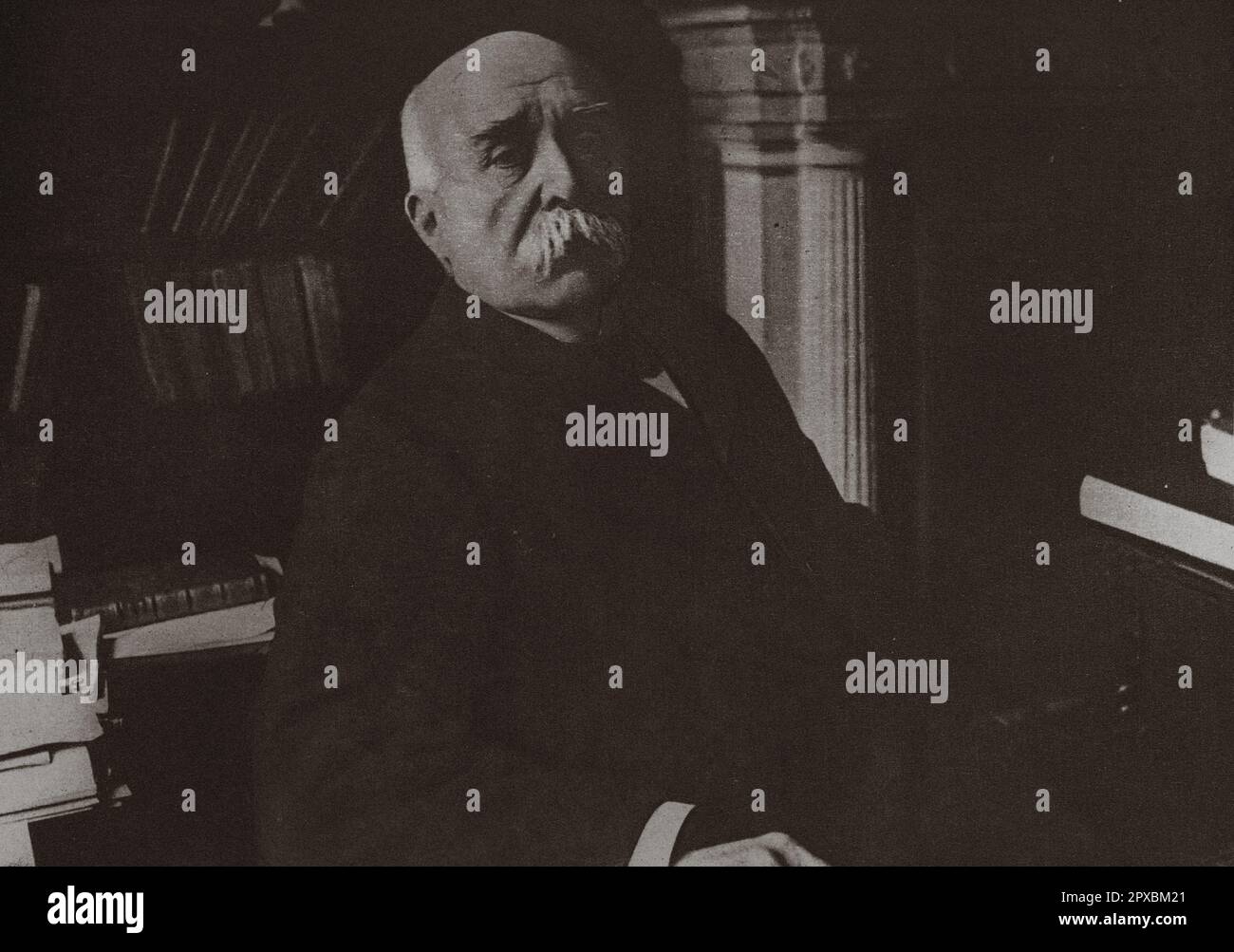 Monsieur Clemenceau. Georges Eugène Benjamin Clemenceau (1841 – 1929) est un homme d'État français qui a été Premier ministre de la France de 1906 à 1909 et de 1917 à 1920. Une figure clé des radicaux indépendants Banque D'Images