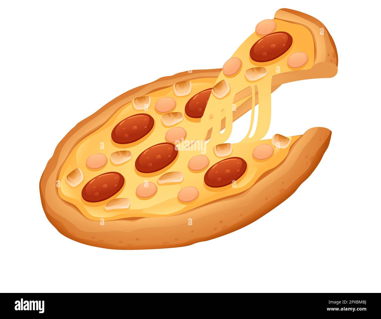 Pizza fraîche savoureuse avec salami au fromage et motif de viande pour illustration vectorielle de menu isolée sur fond blanc Illustration de Vecteur