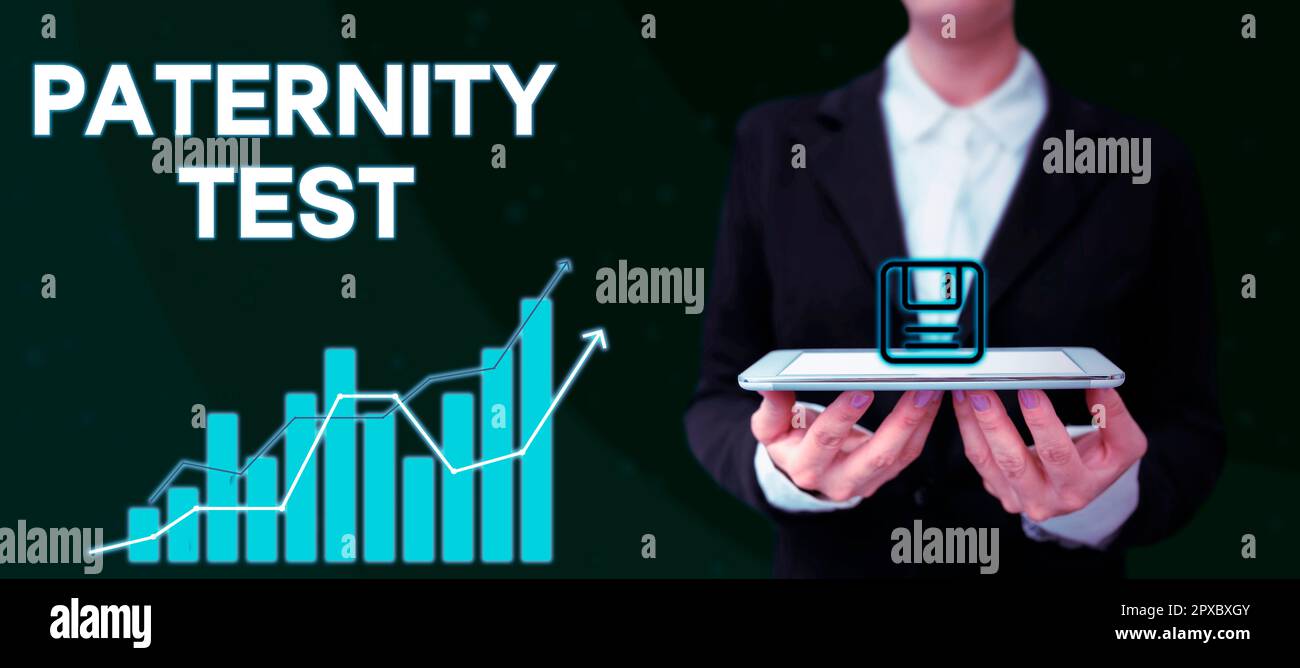 Signe affichant Test de paternité, concept un test d'ADN pour déterminer si un homme Signe affichant Test de paternité, concept un test d'ADN pour déterminer si un homme