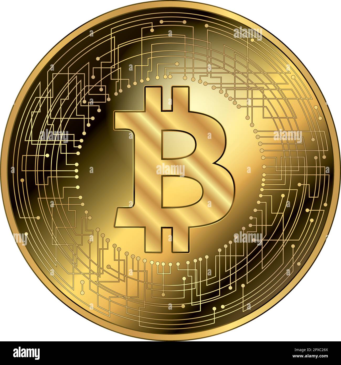 Jeton or fantaisie de crypto-monnaie Bitcoin, illustration vectorielle  Image Vectorielle Stock - Alamy