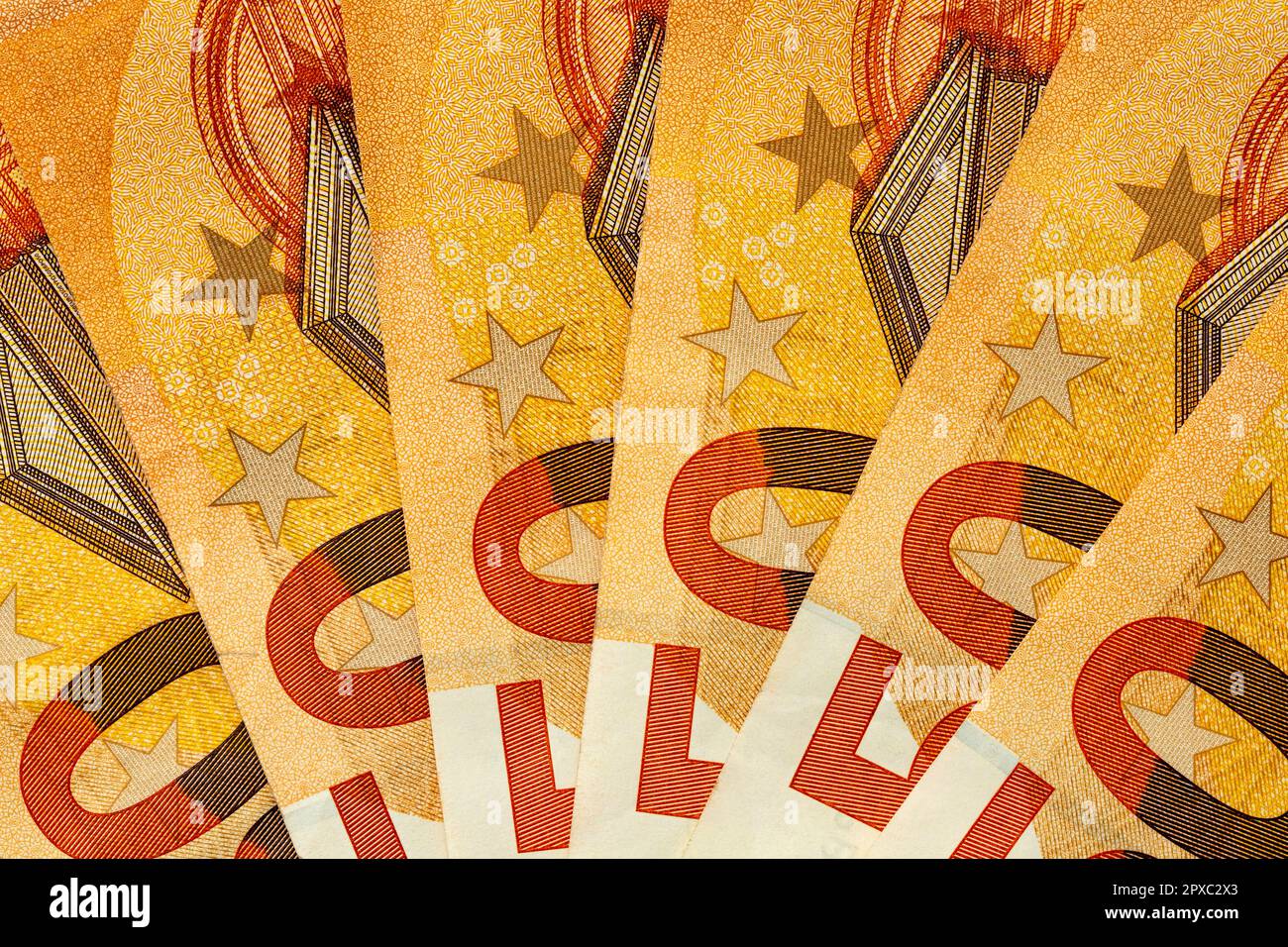 Billets 50 euros magnifiquement agencée. Euro euro monnaie. Banque de l'Union européenne, épargne financière. Banque D'Images